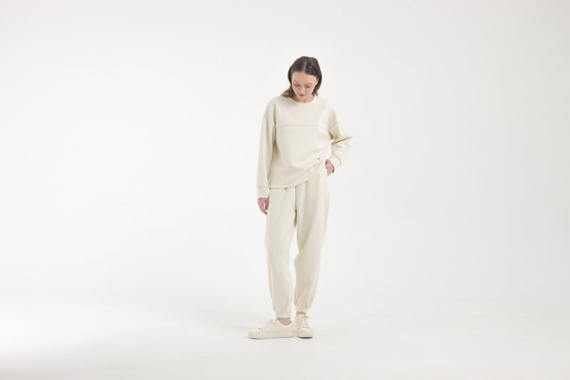 Cream Bamboo Lyocell Jogger Set