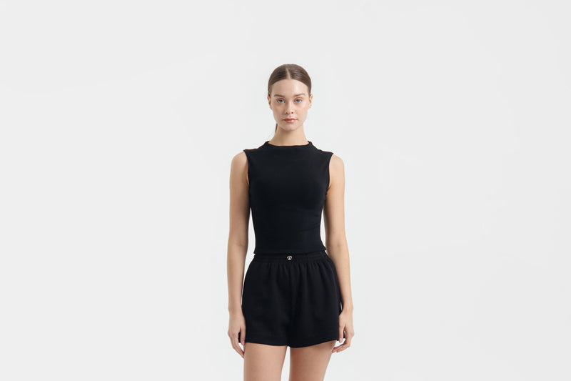 Black Bamboo Lyocell Leisure Shorts