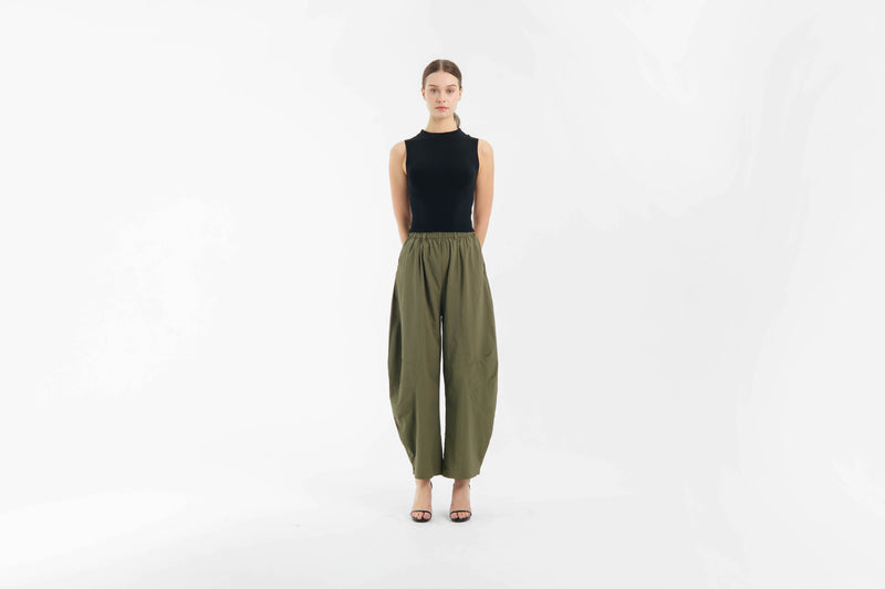 Olive Weekend Barrel Pants