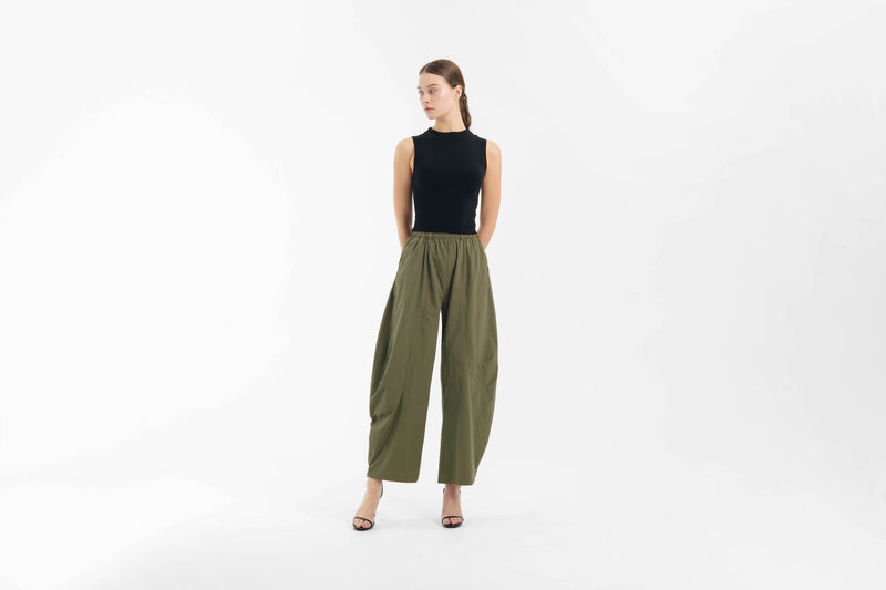 Olive Weekend Barrel Pants