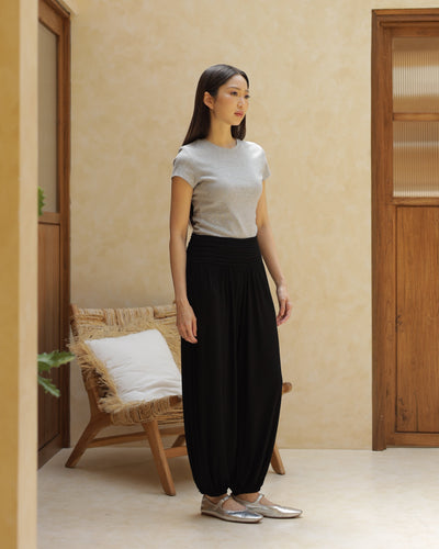 Black Airy Bamboo Harem Pants