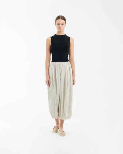 Beige Eyelet Barrel Pants
