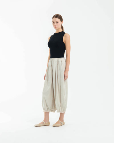 Beige Eyelet Barrel Pants