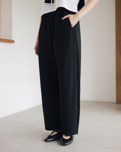 Black Bamboo Lyocell Easy Barrel Pants