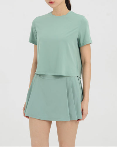 Green Side Pleated Skirt