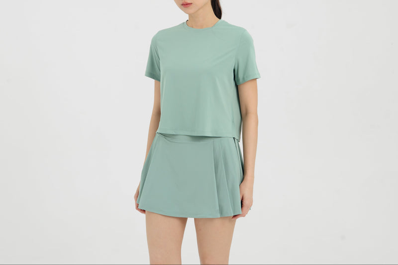 Green Side Pleated Skirt