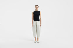 Cream Bamboo Barrel Pants