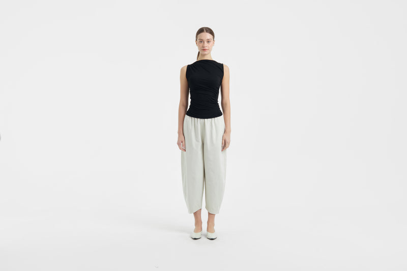 Cream Bamboo Barrel Pants