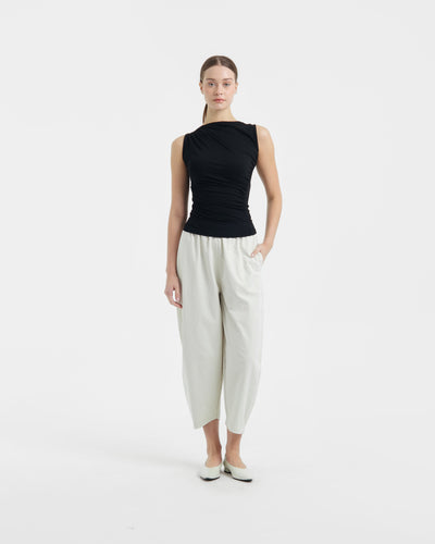 Cream Bamboo Barrel Pants