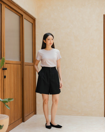 Black Midtown Linen Shorts