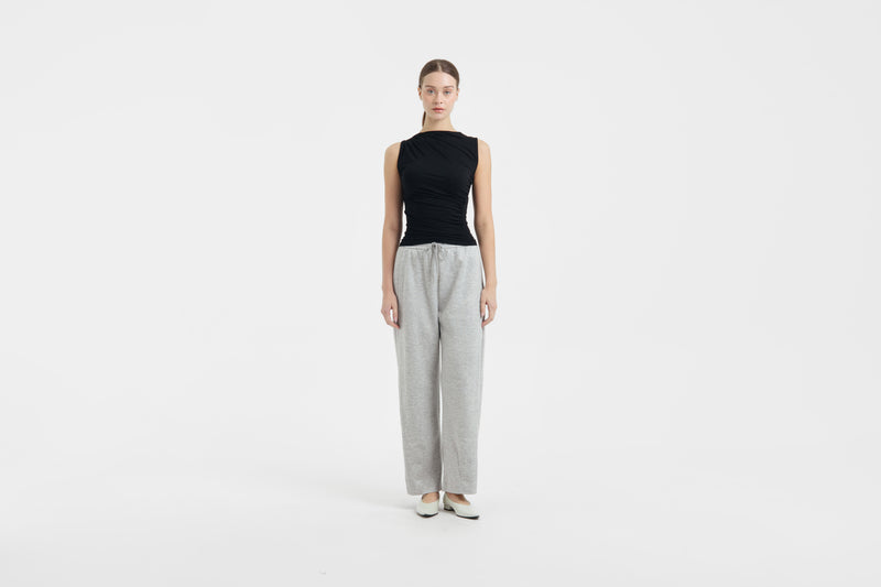 Grey Bamboo Lyocell Barrel Pants