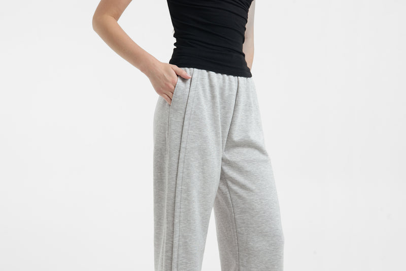 Grey Bamboo Lyocell Barrel Pants