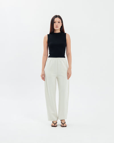 Cream Bamboo Lyocell Easy Barrel Pants