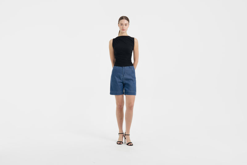 Dark Blue Ultrasoft Bamboo Denim Shorts