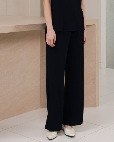 Black Airy Bamboo Daily Long Pants