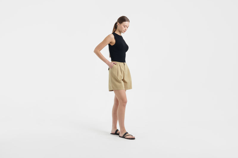 Tan Capri Shorts