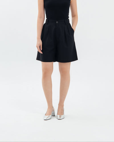 Black Midtown Linen Shorts