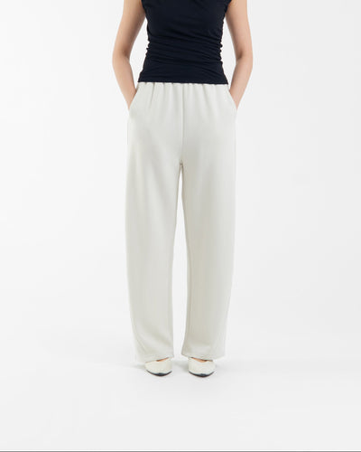 Cream Bamboo Lyocell Easy Barrel Pants