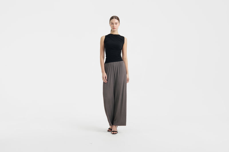 Grey Easy Pleated Pants