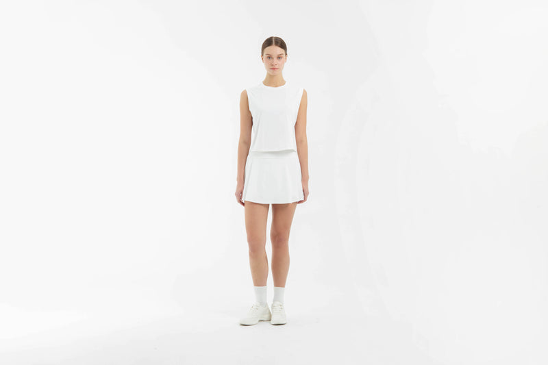 White Side Pleated Skirt