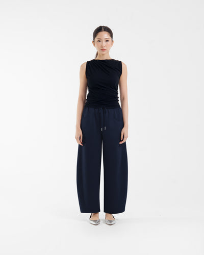 Navy Bamboo Lyocell Hailey Barrel Pants