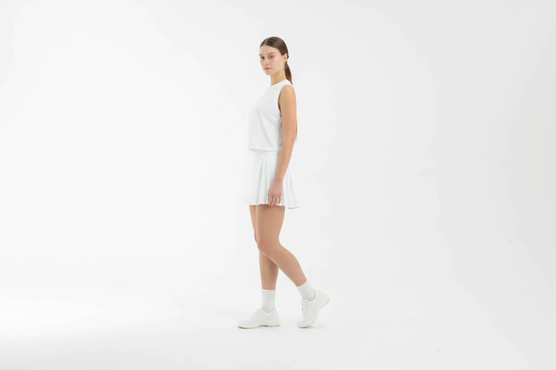 White Side Pleated Skirt