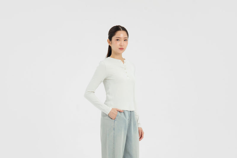 Beige Bamboo Hanley Long Sleeve Top