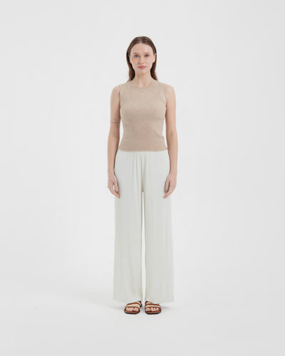 White Easy Pleated Pants