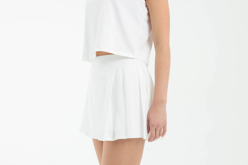 White Side Pleated Skirt
