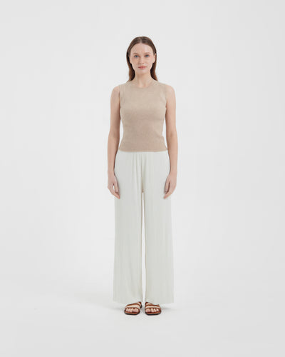 White Easy Pleated Pants