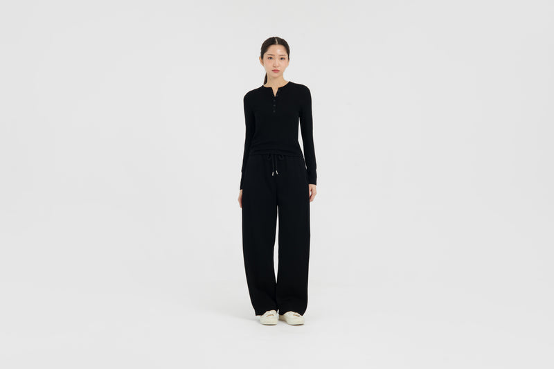Black Bamboo Lyocell Barrel Pants