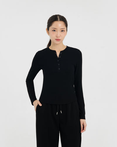 Black Bamboo Hanley Long Sleeve Top
