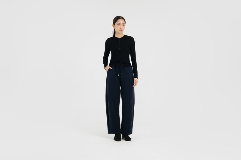 Navy Winter Bamboo Barrel Pants