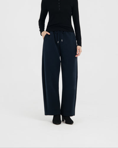 Navy Winter Bamboo Barrel Pants