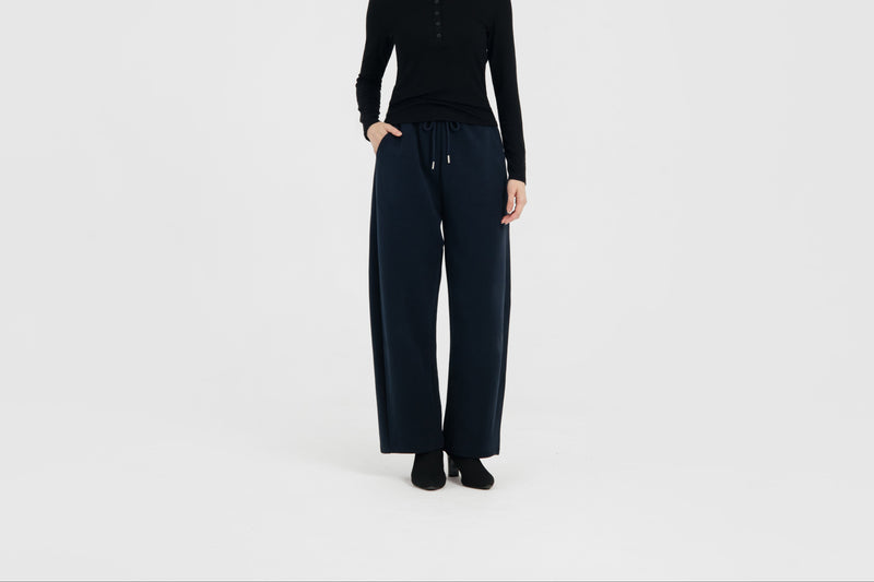 Navy Winter Bamboo Barrel Pants