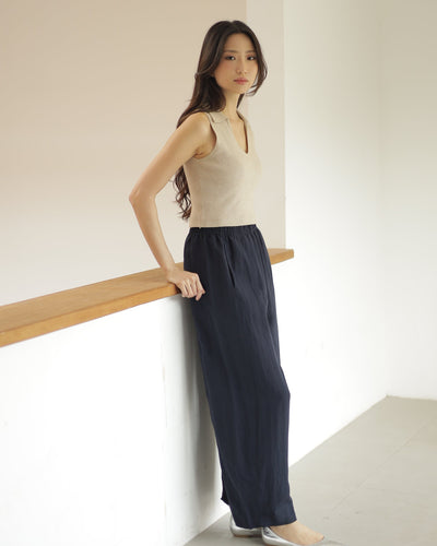 Navy Bamboo Linen Pants
