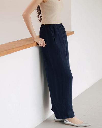 Navy Bamboo Linen Pants
