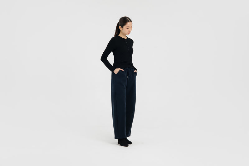 Navy Winter Bamboo Barrel Pants