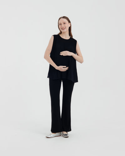 Black Ultrasoft Bamboo 2.0 Maternity Flare Pants