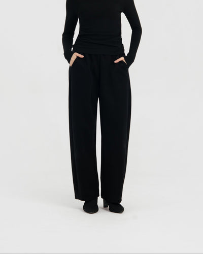 Black Winter Bamboo Barrel Pants