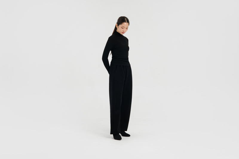 Black Winter Bamboo Barrel Pants