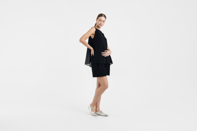 Black Bamboo Lyocell Maternity Shorts