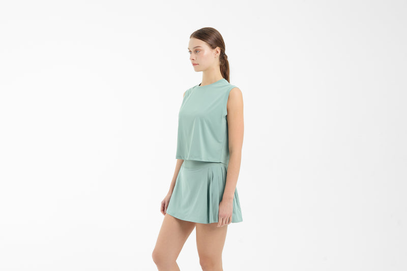 Green Side Pleated Skirt