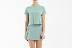 Green Side Pleated Skirt