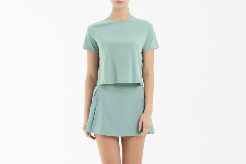 Green Side Pleated Skirt