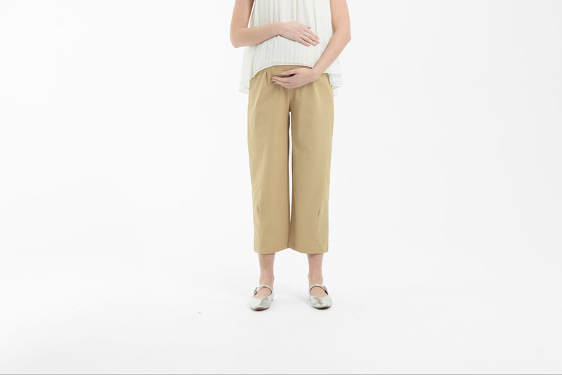 Tan Capri Maternity Pants