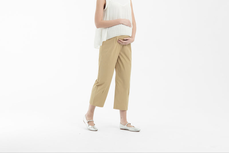 Tan Capri Maternity Pants