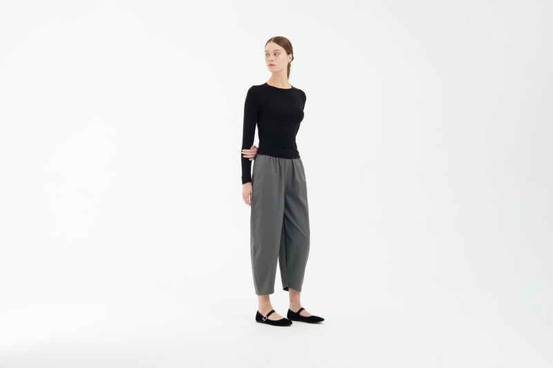Dark Grey Bamboo Barrel Pants