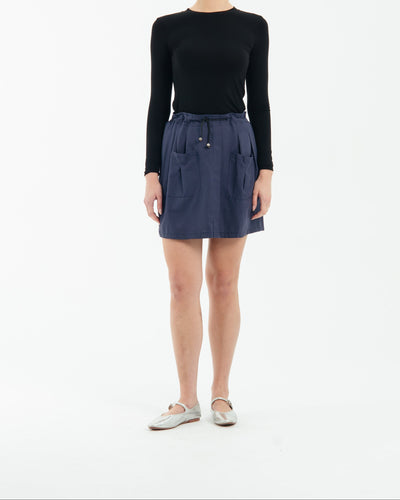 Navy Capri Linen Skirt
