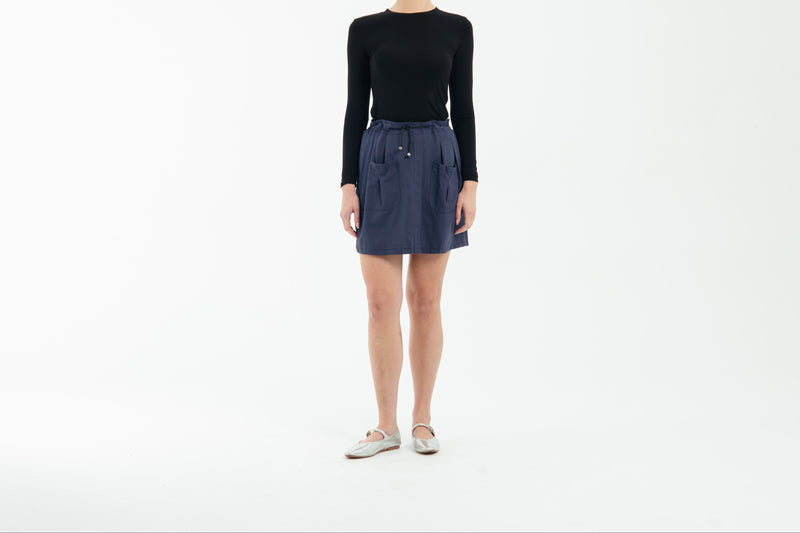 Navy Capri Linen Skirt